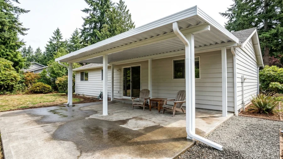Should a Patio Cover Include Integrated Gutters for Western WA Rain?