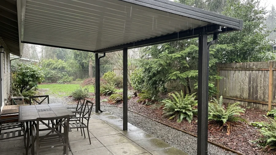 Can a patio cover double as a rainproof outdoor room in Puget Sound winters?