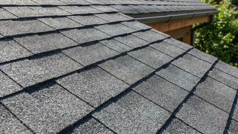 Close up of high-quality, energy-efficient architectural roofing shingles.