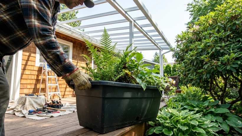 Prepare plants, containers, and outdoor features