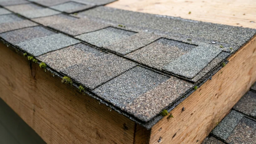 Close up of high quality architectural roofing shingles.