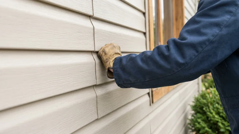 Close up of high quality vinyl siding installed on a home exterior.